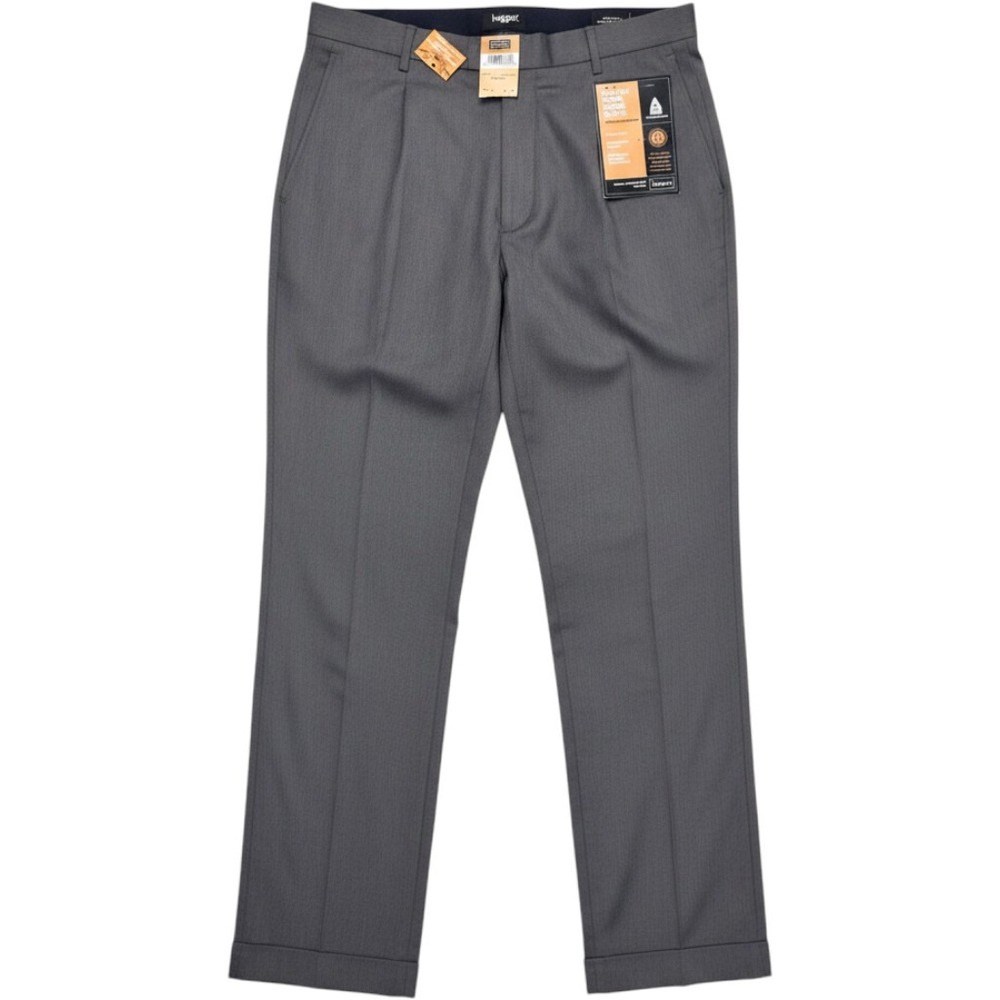 Haggar Smart Fiber Dress Pants Mens 48W x 32L Charcoal Heathered Gabardine